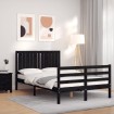 Estructura de cama con cabecero madera maciza negro 120x200 cm