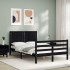 Estructura de cama con cabecero madera maciza negro 120x200