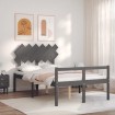 Cama personas mayores cabecero madera maciza gris 120x200 cm