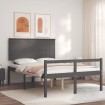 Cama personas mayores cabecero madera maciza gris 120x200 cm