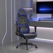 Silla gaming con reposapiés cuero sintético negro azul