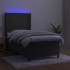 Cama box spring colchón y LED terciopelo gris oscuro 90x190