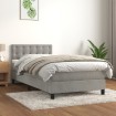 Cama box spring con colchón terciopelo gris claro 80x200 cm