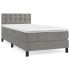 Cama box spring con colchón terciopelo gris claro 80x200