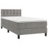 Cama box spring con colchón terciopelo gris claro 80x200