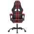 Silla gaming con reposapiés cuero sintético negro rojo