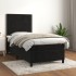 Cama box spring con colchón terciopelo negro 90x200