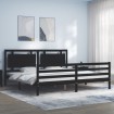 Estructura de cama con cabecero madera maciza negro 200x200 cm