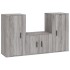 Set de muebles para TV 3 pzas madera contrachapada gris