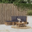 Set de muebles de jardín 3 piezas bambú con cojines gris oscuro