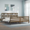 Estructura cama y cabecero madera maciza marrón miel 200x200 cm