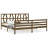 Estructura cama y cabecero madera maciza marrón miel 200x200