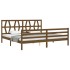 Estructura cama y cabecero madera maciza marrón miel 200x200