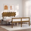 Cama personas mayores cabecero madera marrón miel 140x190 cm