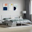 Estructura de cama de metal con cabecero blanco 183x213 cm