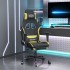 Silla gaming de masaje con reposapiés tela negro y verde