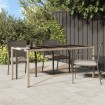 Mesa jardín vidrio templado ratán sintético beige 190x90x75 cm