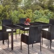 Mesa de jardín superficie de vidrio ratán PE negro 190x90x75 cm