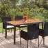 Mesa de jardín superficie de madera ratán PE negro 150x90x75