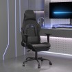 Silla gaming de masaje y reposapiés cuero sintético negro