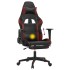 Silla gaming masaje reposapiés cuero sintético negro rojo