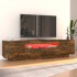 Mueble de TV con luces LED color roble ahumado 160x35x40