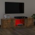 Mueble de TV con luces LED roble ahumado 140x40x35,5