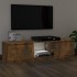 Mueble de TV con luces LED roble ahumado 140x40x35,5