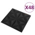 Paneles de pared 3D 48 unidades negro origami 12 m² 50x50