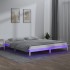 Estructura de cama con LED madera maciza blanca 160x200