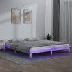 Estructura de cama con LED madera maciza blanca 160x200 cm