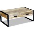 Mesa de centro con 2 cajones madera maciza mango 100x60x40