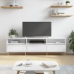 Mueble de TV madera contrachapada blanco brillo 150x30x44,5 cm