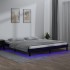 Estructura de cama con LED madera maciza negra 160x200