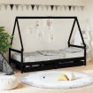 Estructura de cama niños con cajones madera pino negro 90x200cm