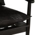 Sillón de cuero auténtico negro con madera de