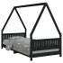 Estructura de cama para niños madera de pino negro 90x200