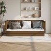 Sofá cama de madera maciza de pino marrón miel 80x200 cm