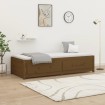 Sofá cama de madera maciza de pino marrón miel 90x190 cm