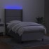 Cama box spring colchón y luces LED tela gris claro 90x190