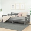 Sofá cama extraíble madera maciza de pino gris 2x(90x200) cm