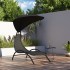 Tumbona con toldo acero y tela color negro 167x80x195