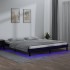 Estructura de cama con LED madera maciza negro 140x190