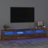 Mueble de TV con luces LED color roble ahumado 210x35x40