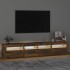 Mueble de TV con luces LED color roble ahumado 210x35x40