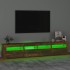 Mueble de TV con luces LED color roble ahumado 210x35x40