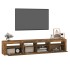 Mueble de TV con luces LED color roble ahumado 210x35x40