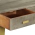 Mesa consola de madera mango maciza gris y latón 110x35x76