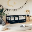 Estructura de cama niños con cajones madera pino negro 70x140cm