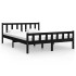 Estructura de cama madera maciza negra King Size 150x200